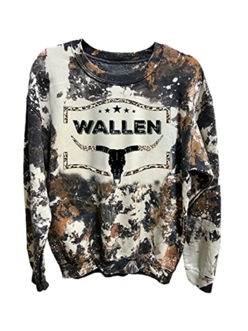 Womens Cowgirl Sweatshirt Bull Skull Bleached Pullover Country Concert Top